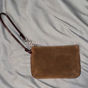 Coach suede/patent leather wristlet-small